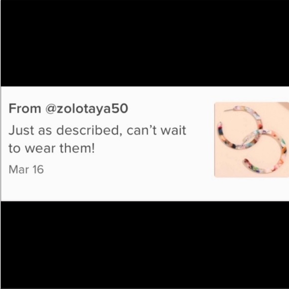 Last pair! Multi marble resin drop hoop earrings stud - Picture 2 of 8